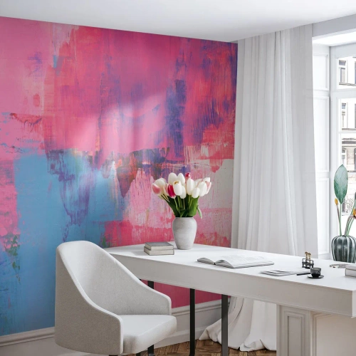Fotomurali Standard Eco - Rosa, blu e un pizzico di luce - Astrazione, Minimalismo, Pezzo - 400x280 cm