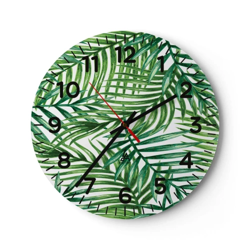 Orologio da parete - Orologio in Vetro - Sotto un baldacchino verde - 40x40 cm