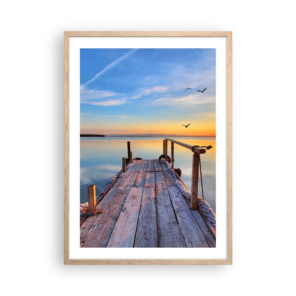 Poster in cornice rovere chiaro - Camminando verso il sole - 50x70 cm