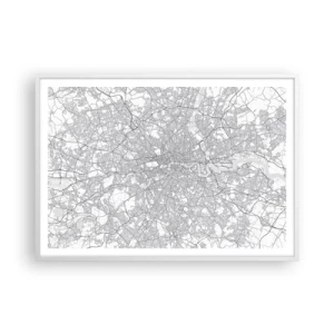 Poster in cornice bianca - Mappa del labirinto di Londra - 100x70 cm