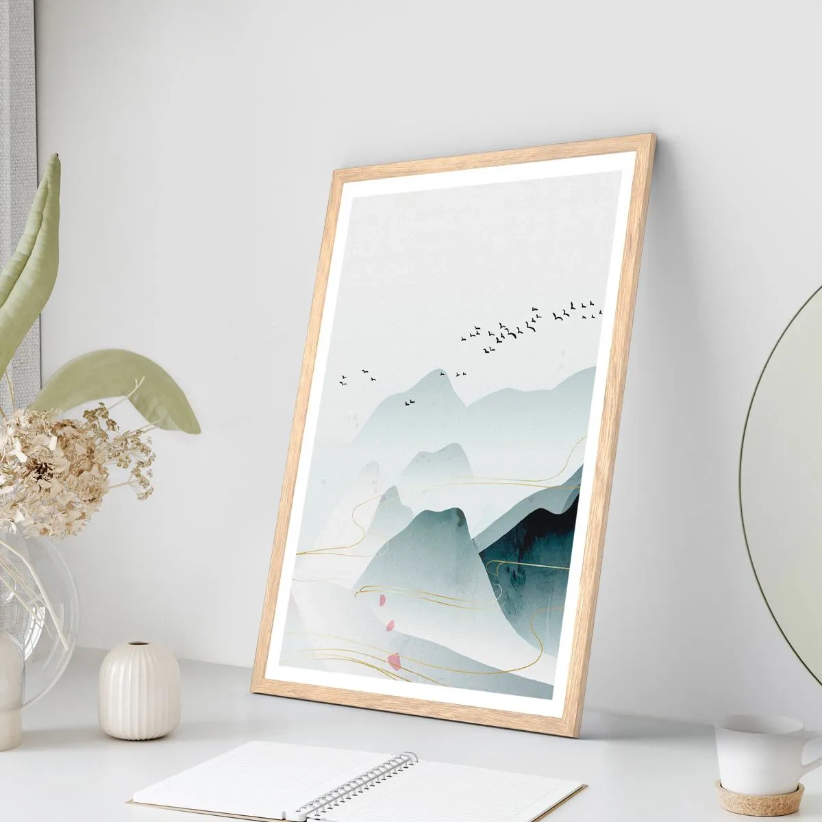 Poster in cornice rovere chiaro - Oltre le cime - 50x70 cm