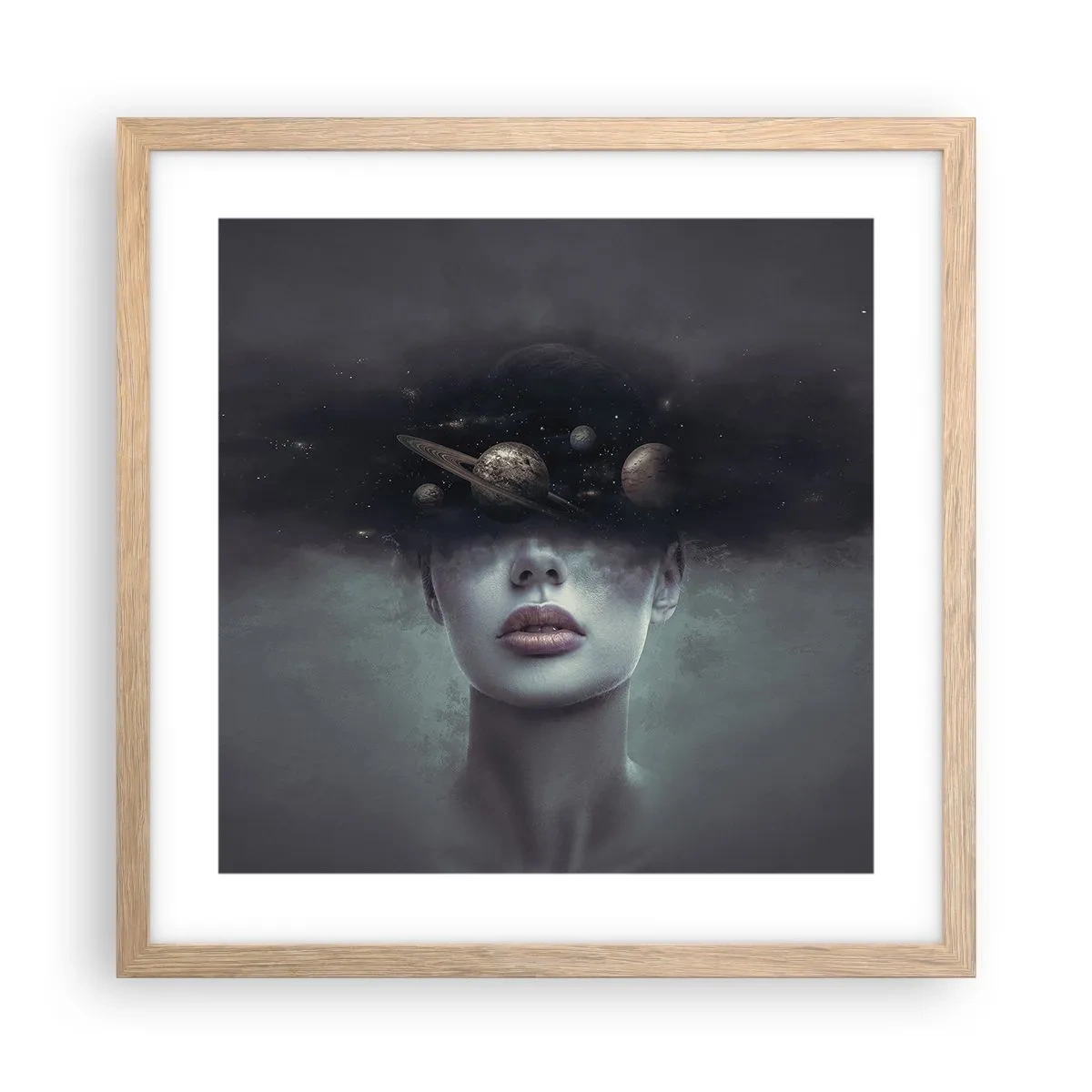 Poster in cornice rovere chiaro - E i pianeti folleggiano... - 40x40 cm