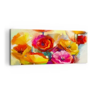 Quadro su tela - Stampe su Tela - Fiori astratti colorati su uno sfondo chiaro - 120x50cm - Non solo rossi - Decorazione murale moderna per soggiorno e camera da letto ARTTOR