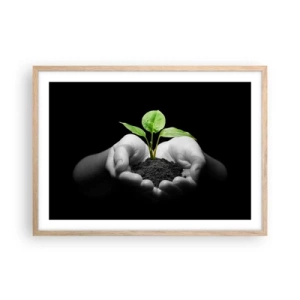 Poster in cornice rovere chiaro - Amo la natura, la proteggo - 70x50 cm