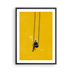 Poster in cornice nera - Grafica minimalista con un personaggio su un'altalena - 50x70cm - Un giorno come tanti - Decorazione murale moderna per soggiorno e camera da letto ARTTOR