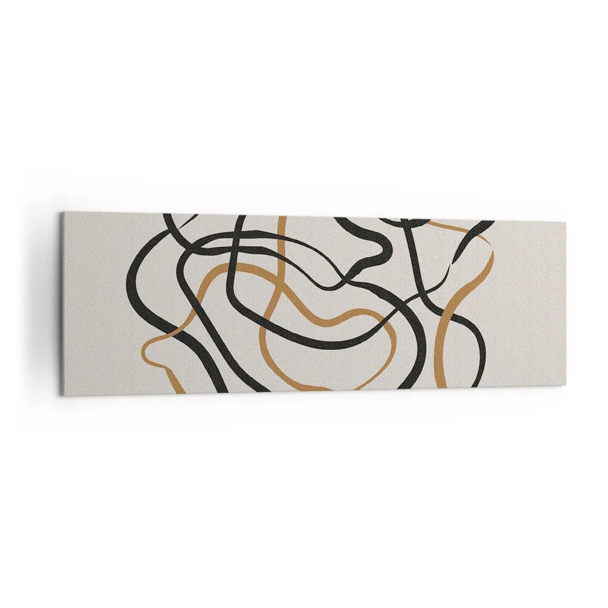 Quadro su tela - Stampe su Tela - Linee aggrovigliate in nero e oro su uno sfondo chiaro - 160x50cm - Tutto è andato storto - Decorazione murale moderna per soggiorno e camera da letto ARTTOR