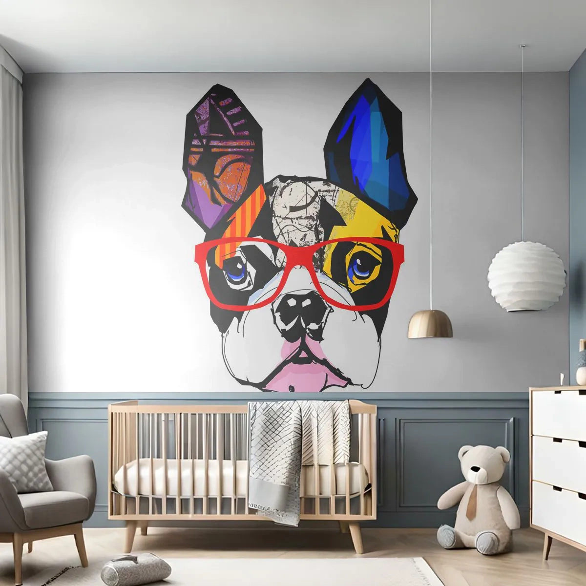 Fotomurali Standard Eco - Intellettuale - Astrazione, Cane, Bulldog francese - 200x140 cm
