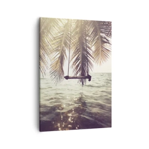 Quadro su tela - Stampe su Tela - Palma con altalena sull'acqua alla luce del sole - 50x70cm - Si può dondolare tra le nuvole a volontà - Decorazione murale moderna per soggiorno e camera da letto ARTTOR