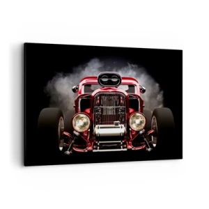 Quadro su tela - Stampe su Tela - Auto da corsa classica rossa su sfondo scuro - 100x70cm - Fast and furiously beautiful - Decorazione murale moderna per soggiorno e camera da letto ARTTOR