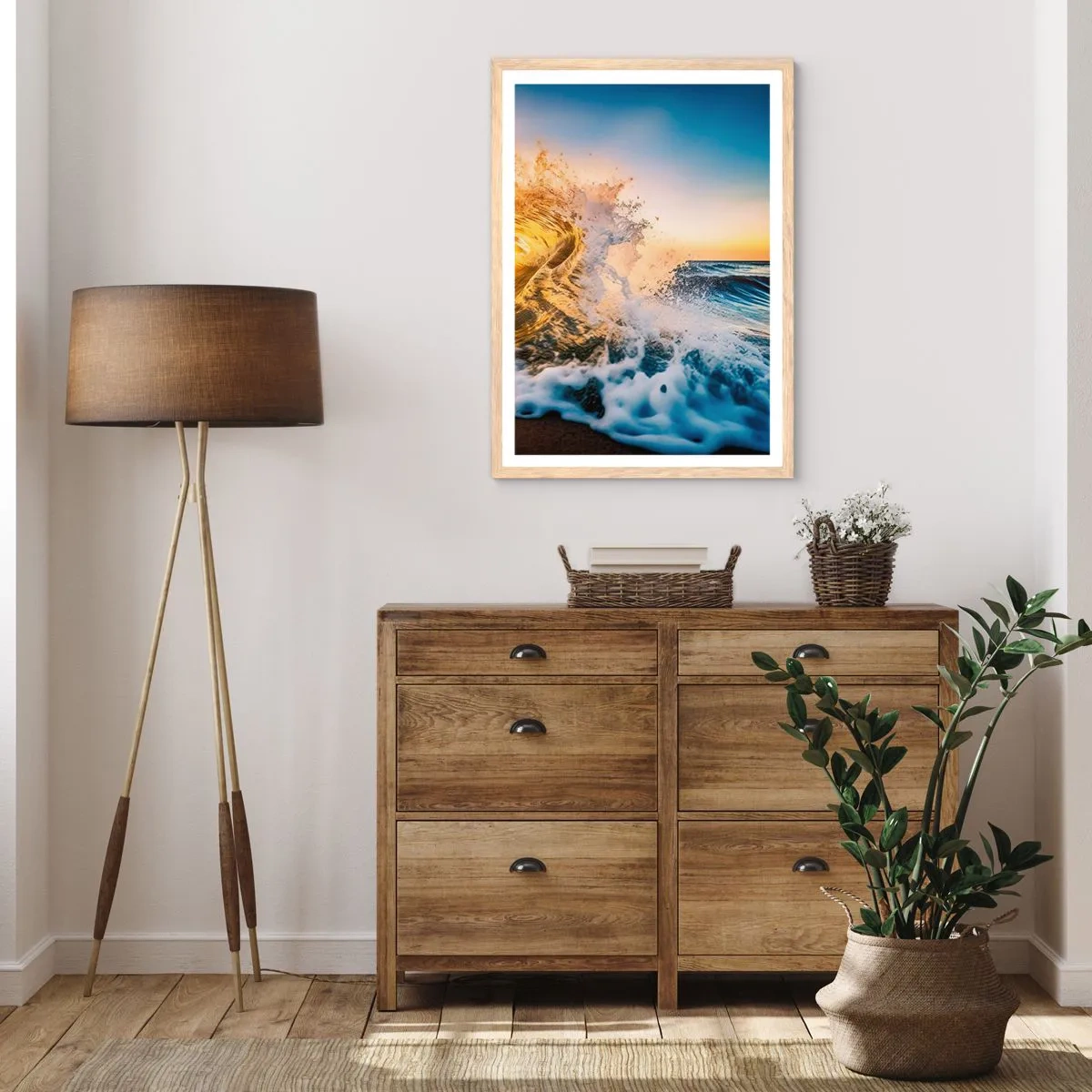 Poster in cornice rovere chiaro - Gioco sulla sabbia - 61x91 cm