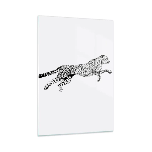 Quadro su vetro - Illustrazione di un ghepardo che salta - 50x70cm - Il più veloce sulla Terra - Decorazione murale moderna per soggiorno e camera da letto ARTTOR