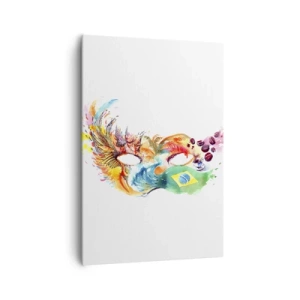 Quadro su tela - Stampe su Tela - Maschera colorata ad acquerello ispirata al Brasile - 70x100cm - Il Brasile accoglie con la samba - Decorazione murale moderna per soggiorno e camera da letto ARTTOR