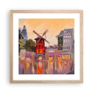 Poster in cornice rovere chiaro - Le icone di Parigi: il Moulin Rouge - 40x40 cm