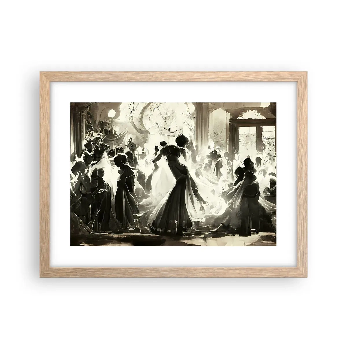 Poster in cornice rovere chiaro - Il gran ballo in maschera - 40x30 cm