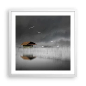 Poster in cornice bianca - Riparo dalla pioggia - 50x50 cm