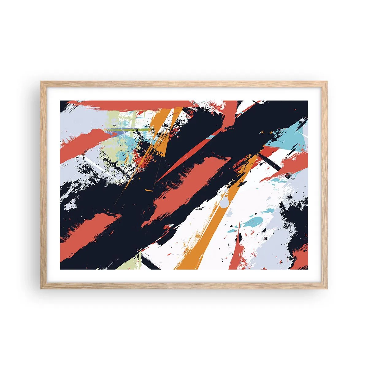 Poster in cornice rovere chiaro - Composizione dinamica - 70x50 cm