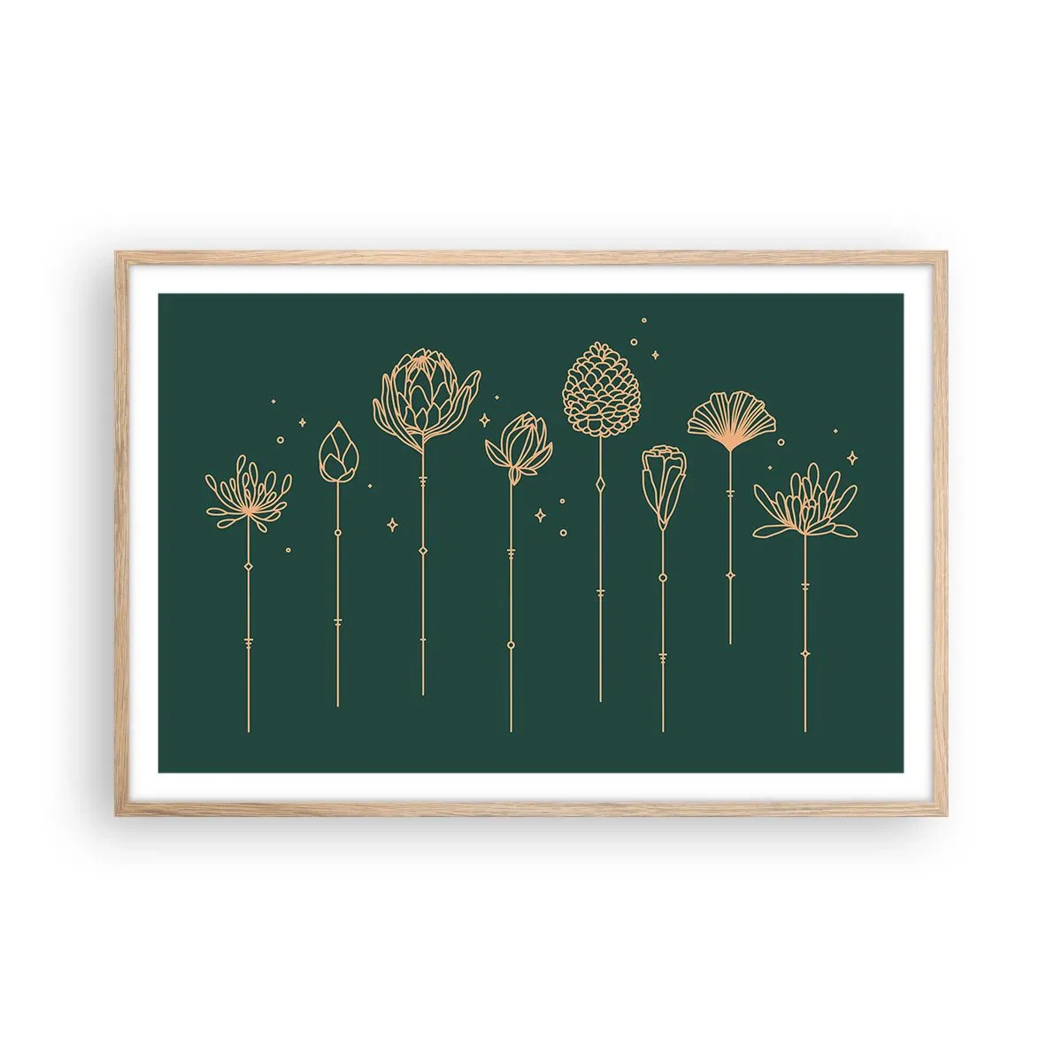 Poster in cornice rovere chiaro - La famiglia delle erbe - 91x61 cm