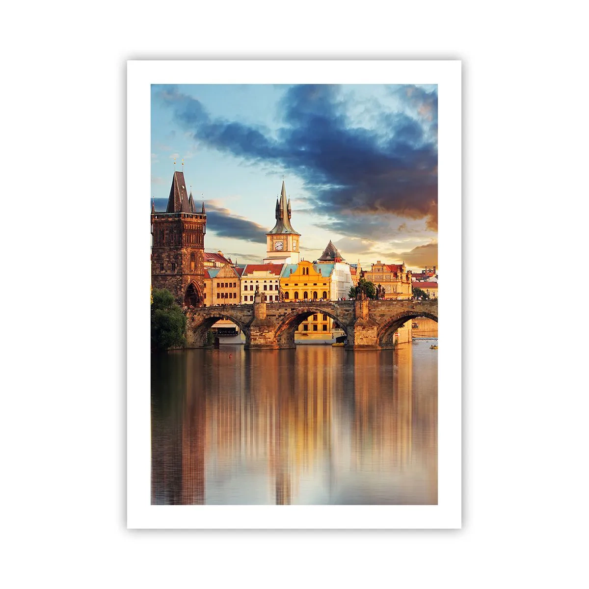 Poster - Ponte Carlo a Praga al tramonto - 50x70cm - Bella da secoli - Decorazione murale moderna per soggiorno e camera da letto ARTTOR