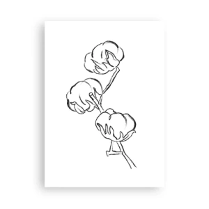 Poster - Uno schizzo minimalista di un ramo di cotone - 50x70cm - Piumino di cotone - Decorazione murale moderna per soggiorno e camera da letto ARTTOR