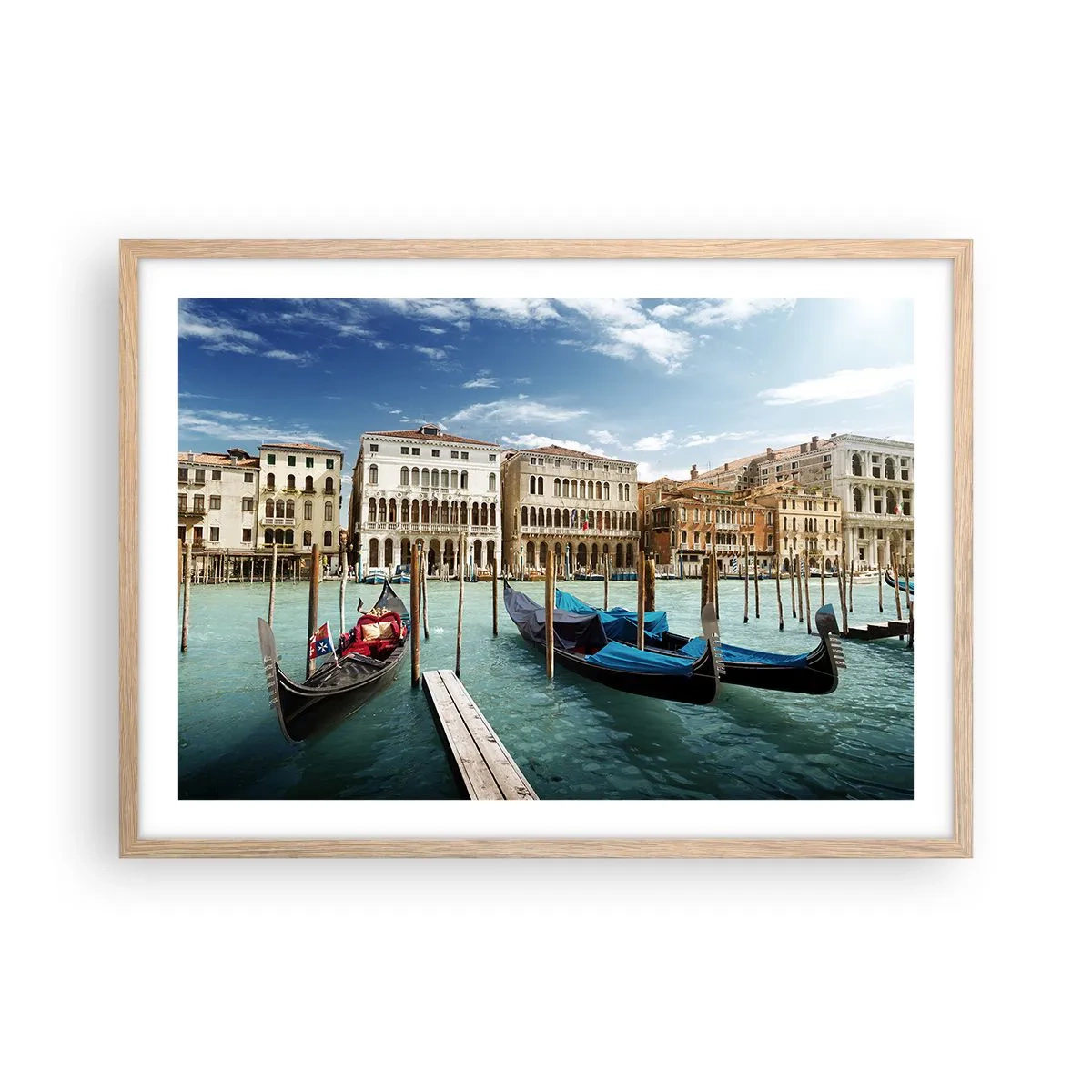 Poster in cornice rovere chiaro - Palazzi nel blu - 70x50 cm