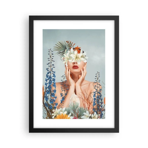 Poster in cornice nera - Donna - fiore - 30x40 cm