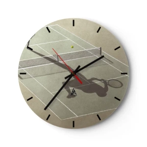 Orologio da parete - Orologio in Vetro - Una silhouette minimalista di un tennista in campo - 30x30cm - Sconfiggere se stesso - Decorazione murale moderna per soggiorno, cucina e camera da letto ARTTOR