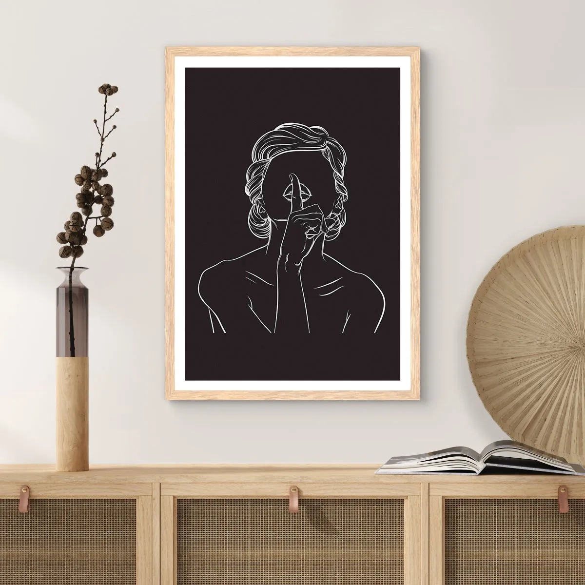 Poster in cornice rovere chiaro - Il bello emerge nel silenzio - 61x91 cm