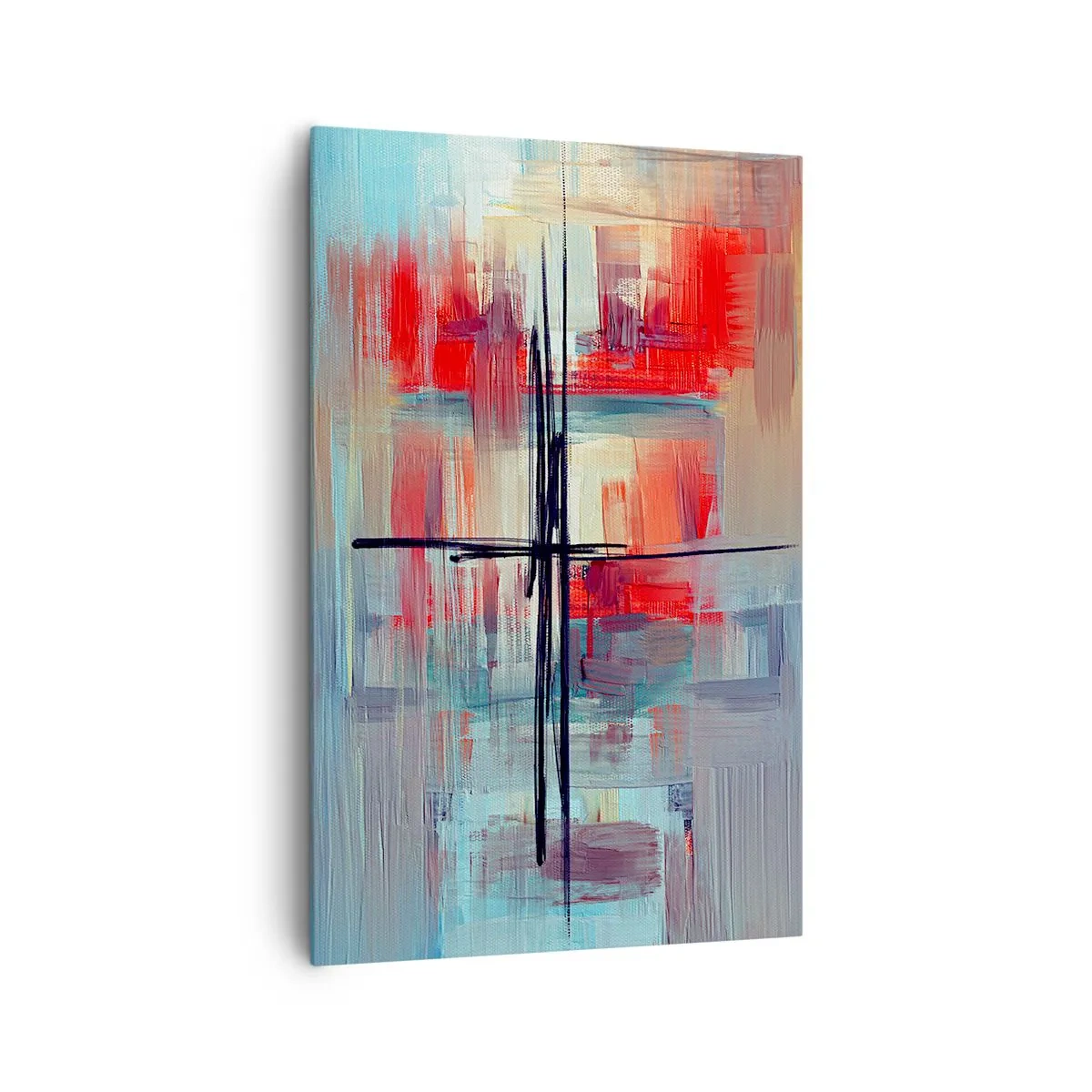 Quadro su tela - Stampe su Tela - Una composizione astratta con colori intensi, linee e forme geometriche. - 80x120cm - Paesaggio in una dimensione sconosciuta - Decorazione murale moderna per soggiorno e camera da letto ARTTOR
