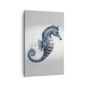 Quadro su tela - Stampe su Tela - Cavalluccio marino nei toni del blu con dettagli acquerellati - 80x120cm - Delicato scherzo di natura - Decorazione murale moderna per soggiorno e camera da letto ARTTOR