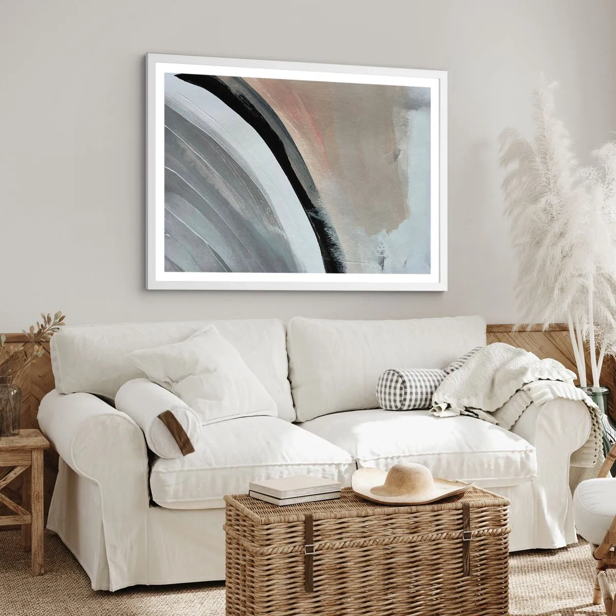 Poster in cornice bianca - Composizione: arco di nero e grigio - 40x30 cm