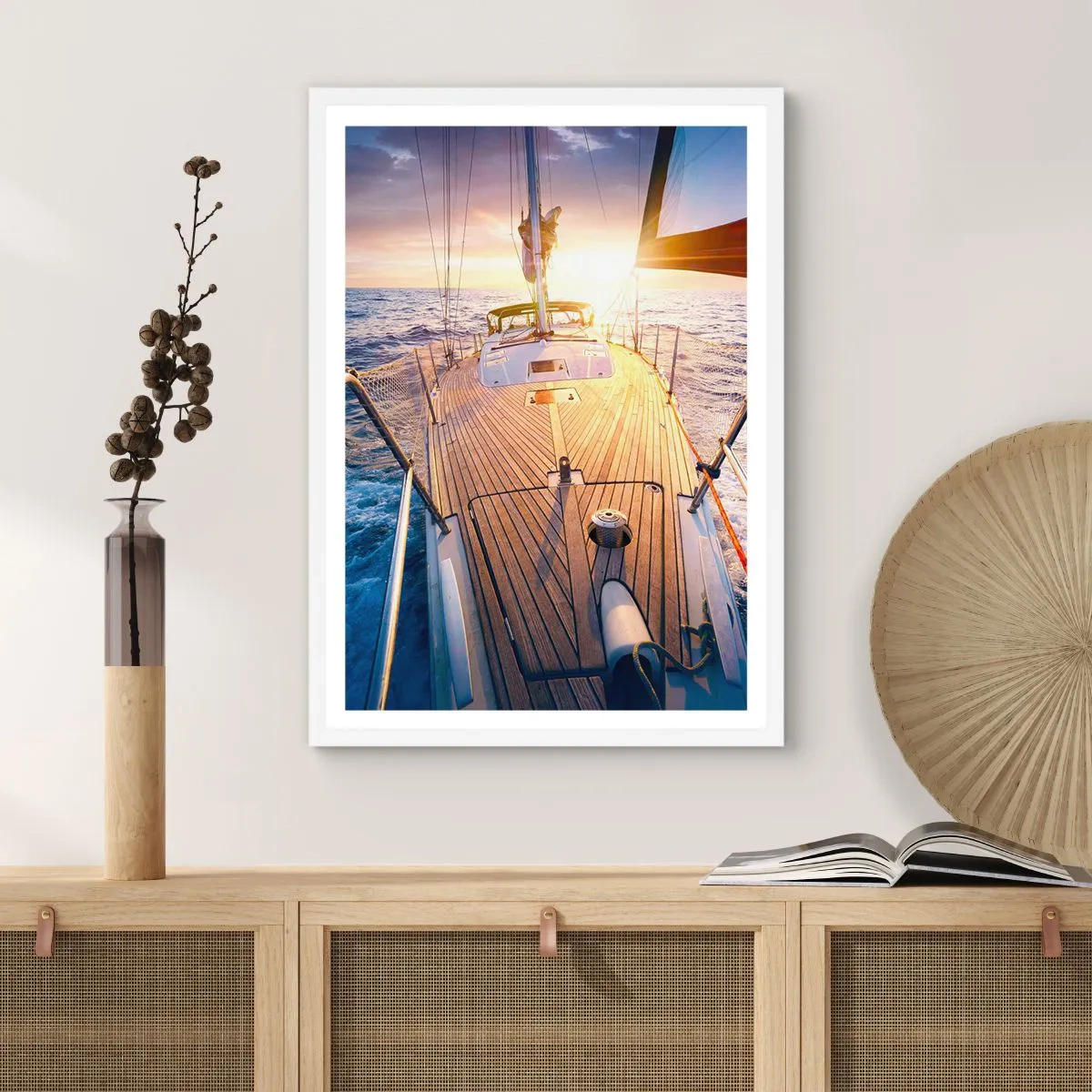 Poster in cornice bianca - Correndo sulle onde - 40x50 cm