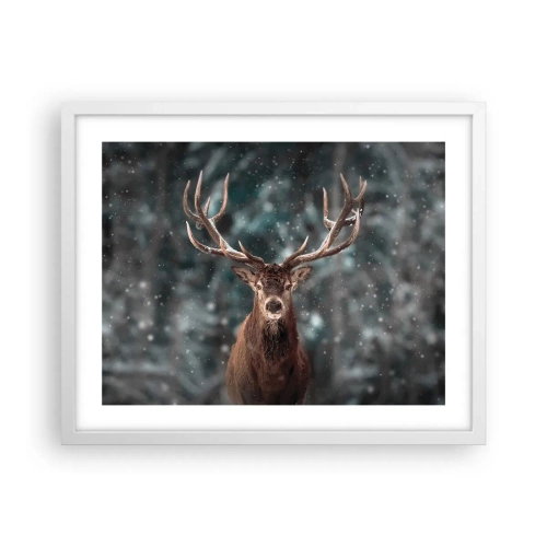 Poster in cornice bianca - Il re del bosco incoronato - 50x40 cm