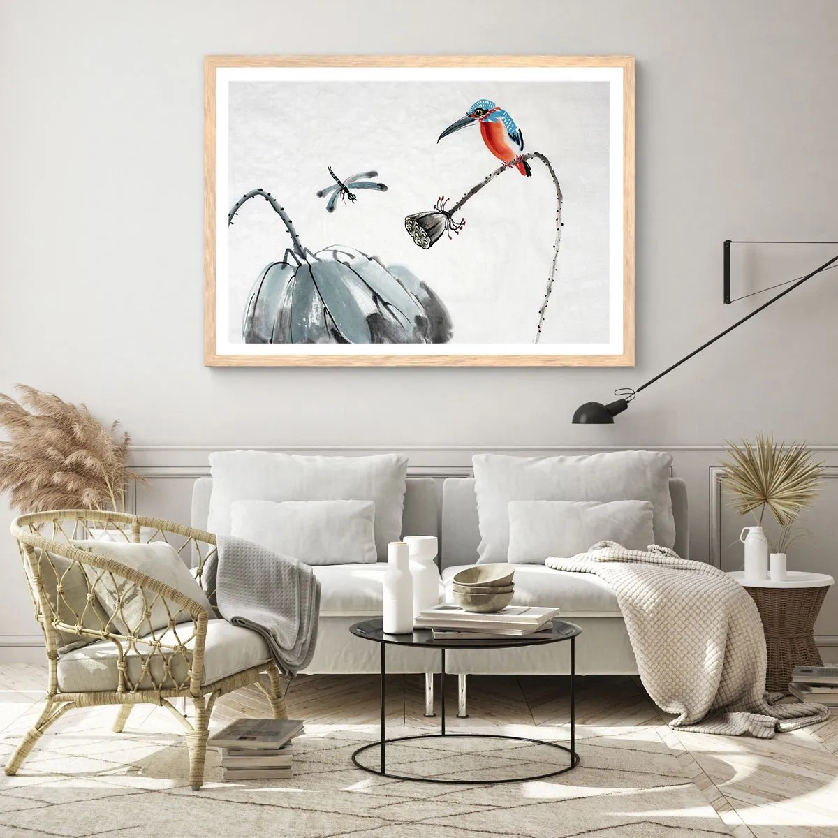Poster in cornice rovere chiaro - La vita del prato - 50x40 cm
