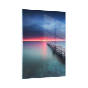 Quadro su vetro - Molo che conduce verso il tramonto - 50x70cm - Tra il cielo e la terra - Decorazione murale moderna per soggiorno e camera da letto ARTTOR