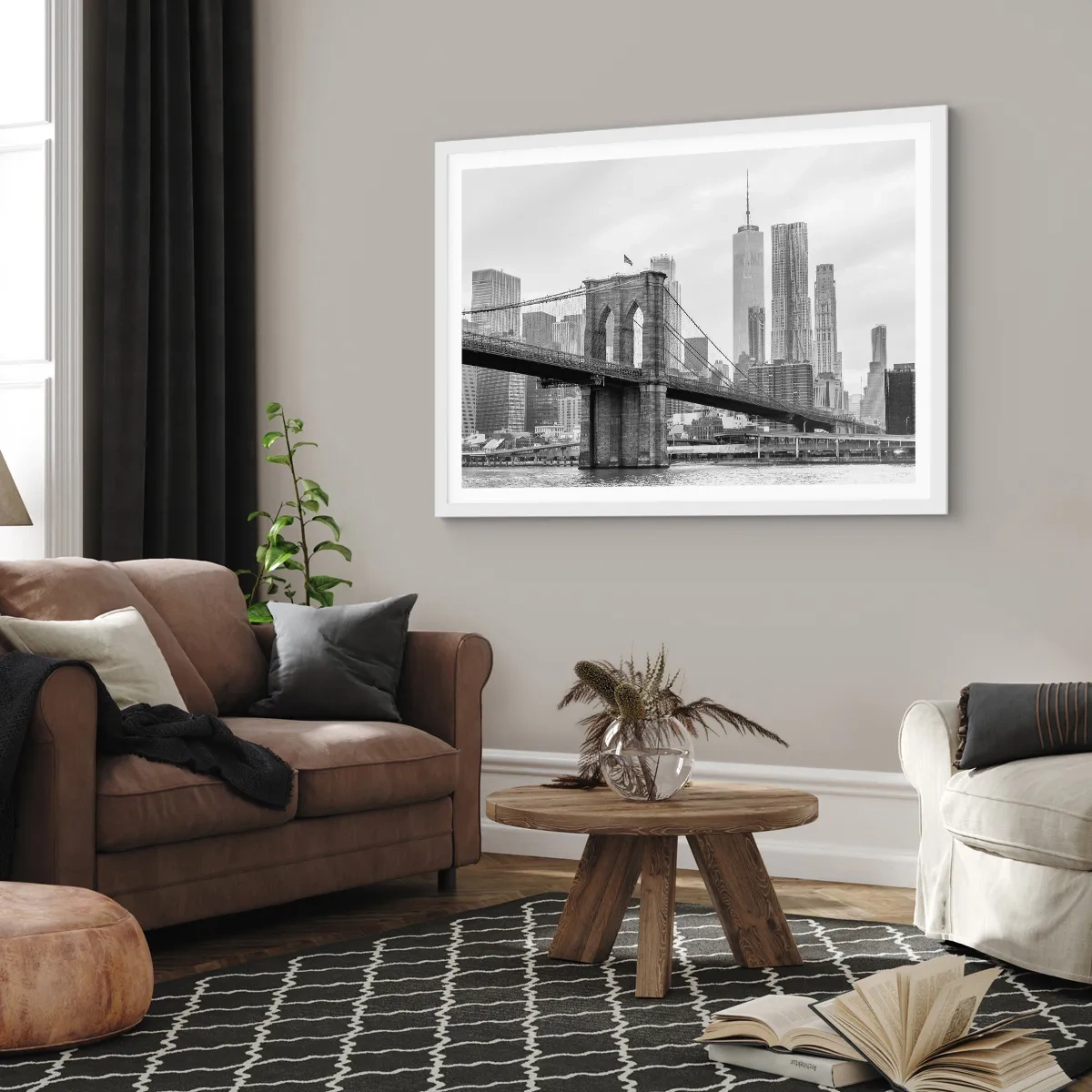 Poster in cornice bianca - Atmosfera di New York - 91x61 cm
