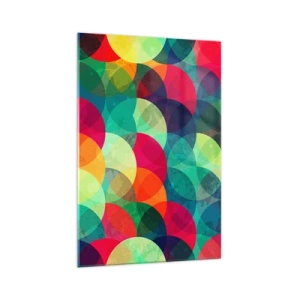 Quadro su vetro - Motivi geometrici colorati composti da cerchi e semicerchi - 70x100cm - Ascensione arcobaleno - Decorazione murale moderna per soggiorno e camera da letto ARTTOR