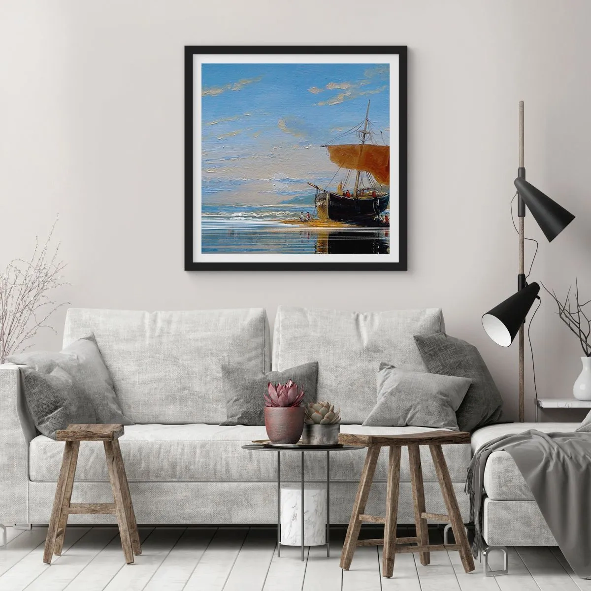 Poster in cornice nera - Acqua, terra, aria - 40x40 cm