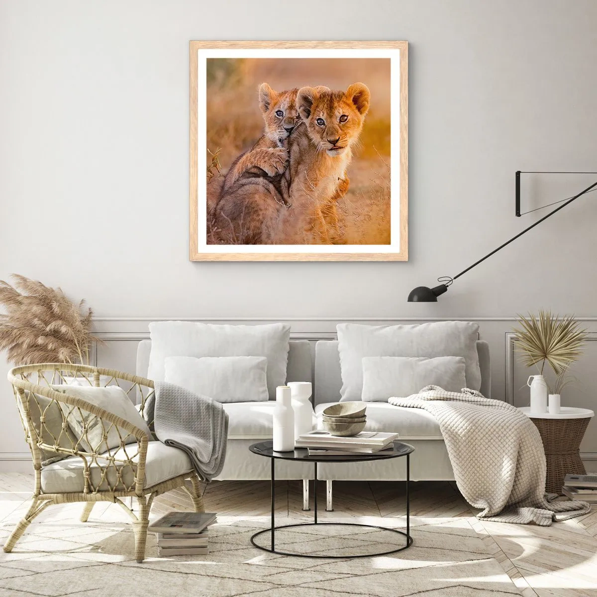 Poster in cornice rovere chiaro - Non disturbare! Giochiamo - 60x60 cm