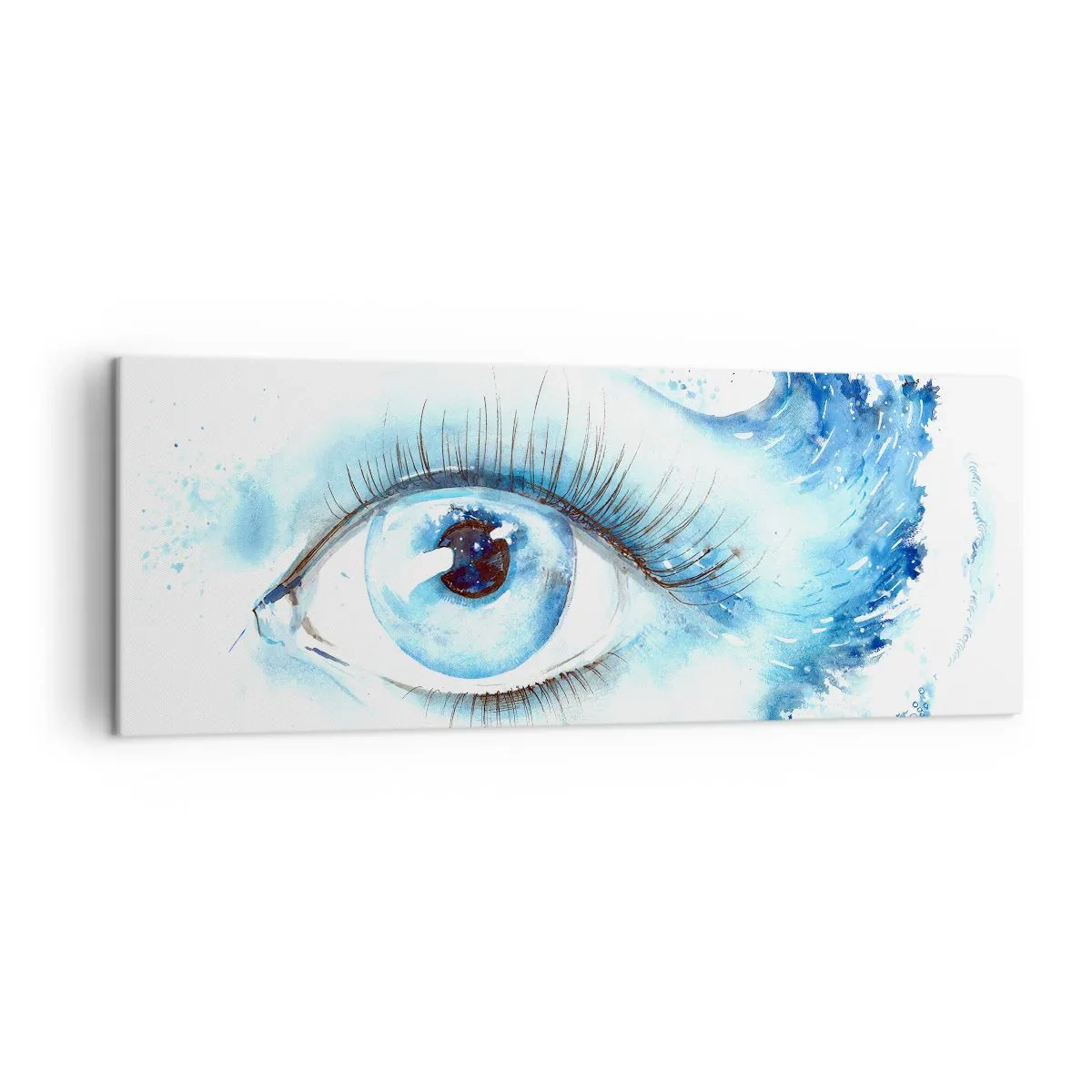 Quadro su tela - Stampe su Tela - Acquerello artistico di un occhio con un'onda dinamica - 140x50cm - Immergersi nell'azzurro dello sguardo - Decorazione murale moderna per soggiorno e camera da letto ARTTOR