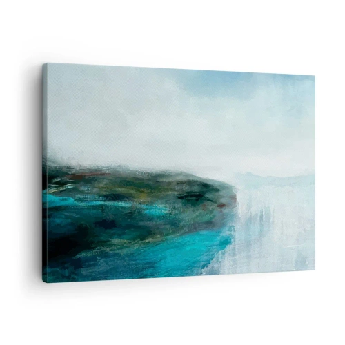Quadro su tela - Stampe su Tela - Paesaggio astratto nei toni del turchese e del grigio - 70x50cm - Astrazione marittima - Decorazione murale moderna per soggiorno e camera da letto ARTTOR
