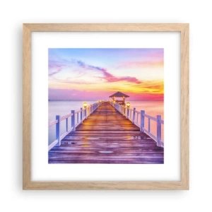 Poster in cornice rovere chiaro - Silenzio della sera in lilla e oro - 30x30 cm