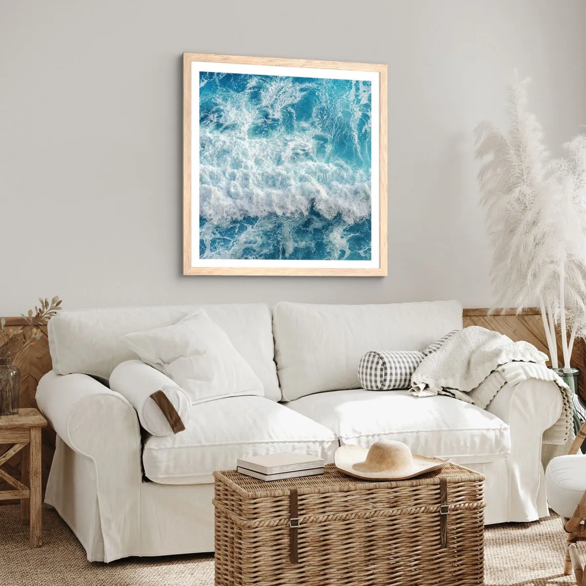 Poster in cornice rovere chiaro - Con gioia e saltellando - 30x30 cm