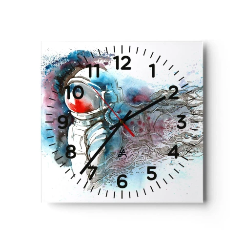 Orologio da parete - Orologio in Vetro - Da solo nel cosmo - 40x40 cm