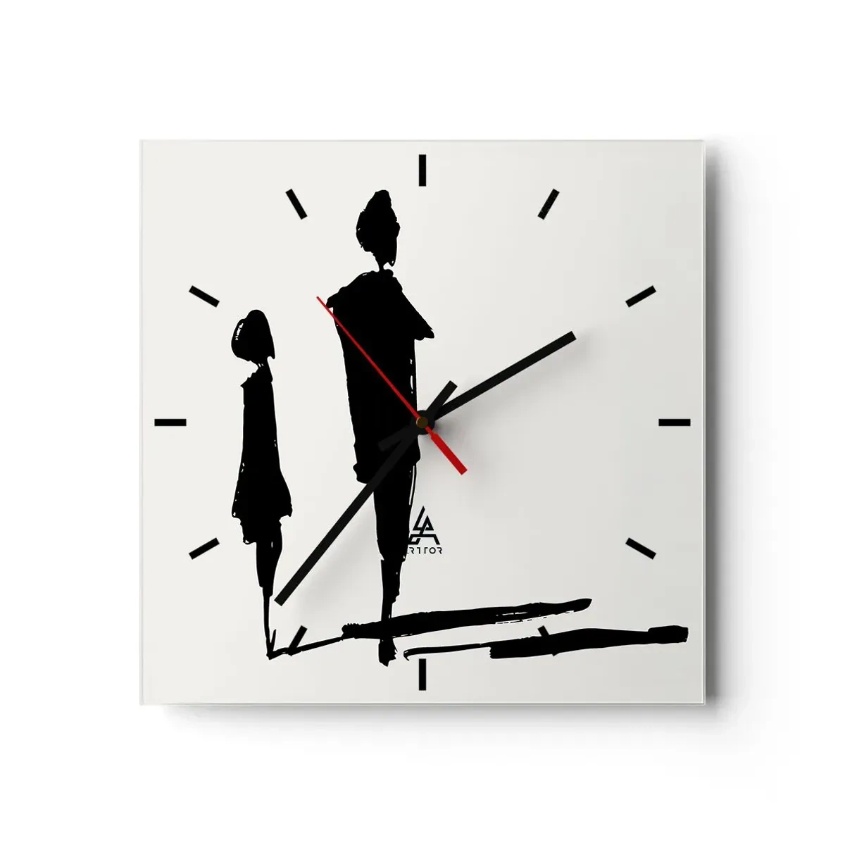 Orologio da parete - Orologio in Vetro - Silhouette di due persone in nero su sfondo chiaro - 30x30cm - Sicuramente insieme? - Decorazione murale moderna per soggiorno e camera da letto ARTTOR