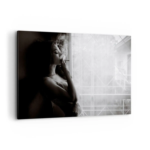 Quadro su tela - Stampe su Tela - Una donna in posa sensuale in una fotografia in bianco e nero - 120x80cm - Attimo sensuale - Decorazione murale moderna per soggiorno e camera da letto ARTTOR