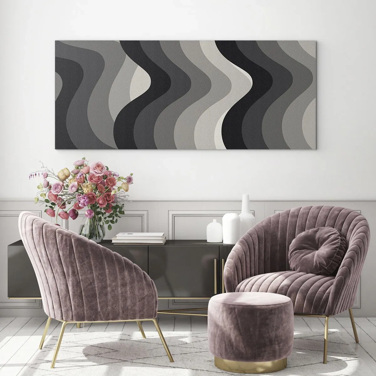 Quadro su vetro - Un'onda dopo l'altra - 90x30 cm