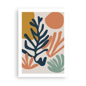 Poster - Una composizione colorata di forme vegetali in stile moderno - 50x70cm - Mare di coralli - Decorazione murale moderna per soggiorno e camera da letto ARTTOR