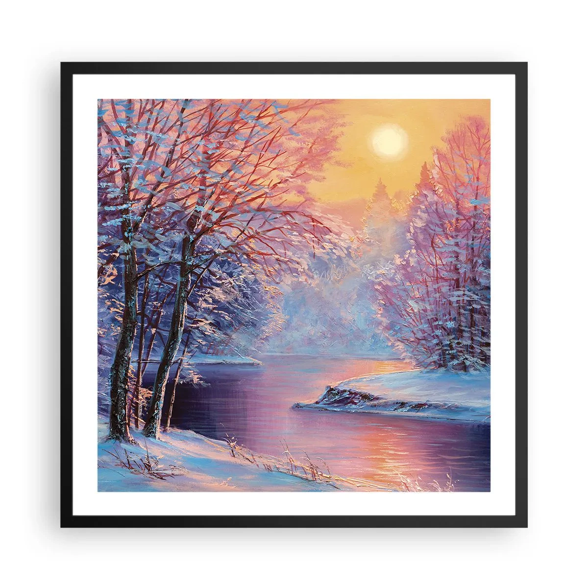 Poster in cornice nera - I colori dell'inverno - 60x60 cm
