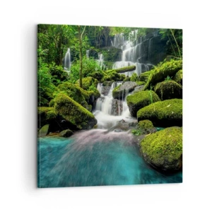 Quadro su tela - Stampe su Tela - Turchese, zaffiro e argento liquido - 60x60 cm