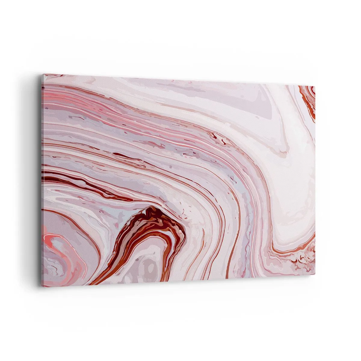 Quadro su tela - Stampe su Tela - Motivo astratto in rosa e bianco - 100x70cm - Dritto, poi a destra in basso - Decorazione murale moderna per soggiorno e camera da letto ARTTOR